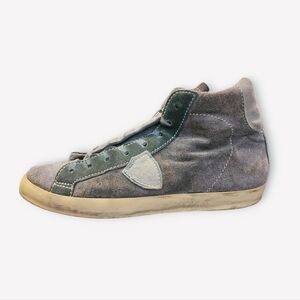 Philippe Model Gray & Teal Suede High Top Sneakers